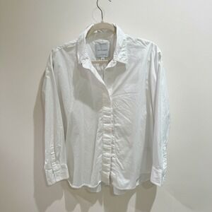 Witchery x Pip Edwards White Shirt Campaign Side Zip Button Down Shirt Size 12
